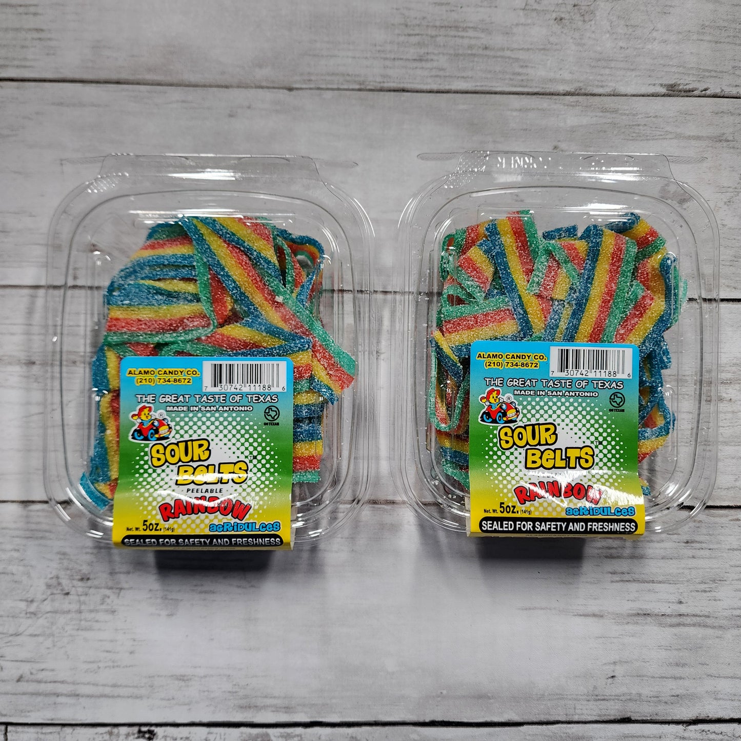 Alamo Candy Co. Sour Belts Peelable Rainbow Acribulces – 5oz (2 Pack)