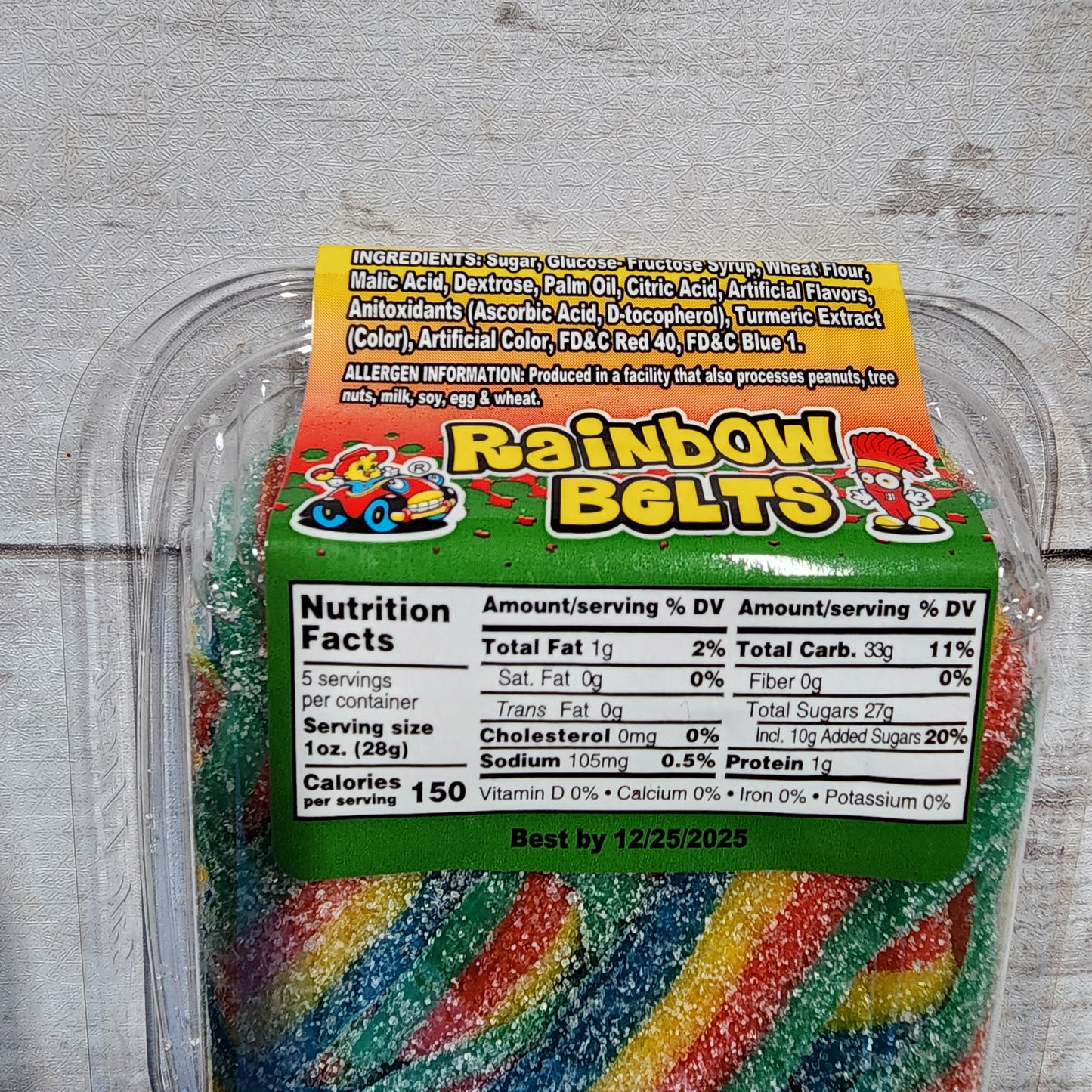 Alamo Candy Co. Sour Belts Peelable Rainbow Acribulces – 5oz (2 Pack)