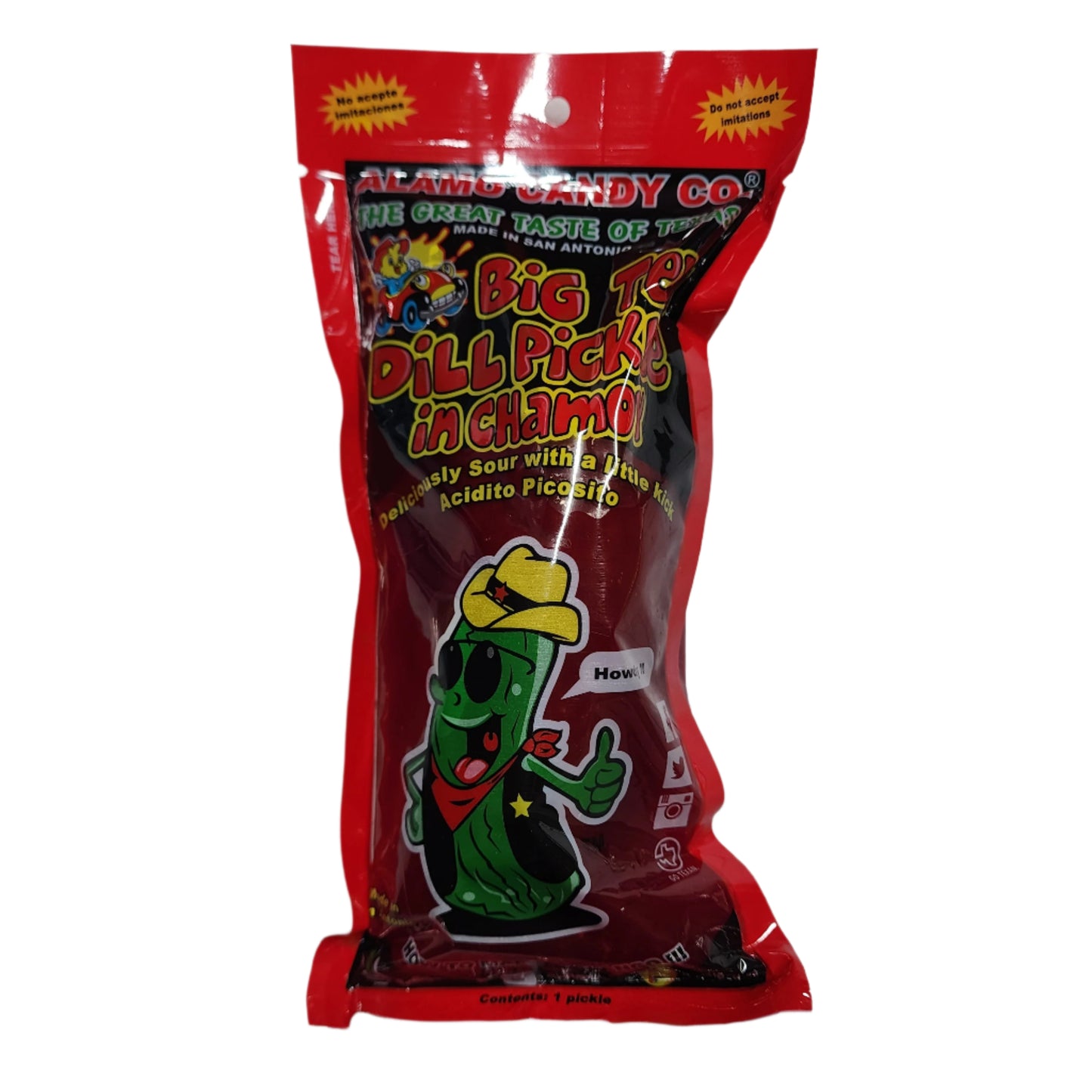 Alamo Candy Flavored Dill Pickles; Chamoy, Cherry, Jalapeno, Plain Dill