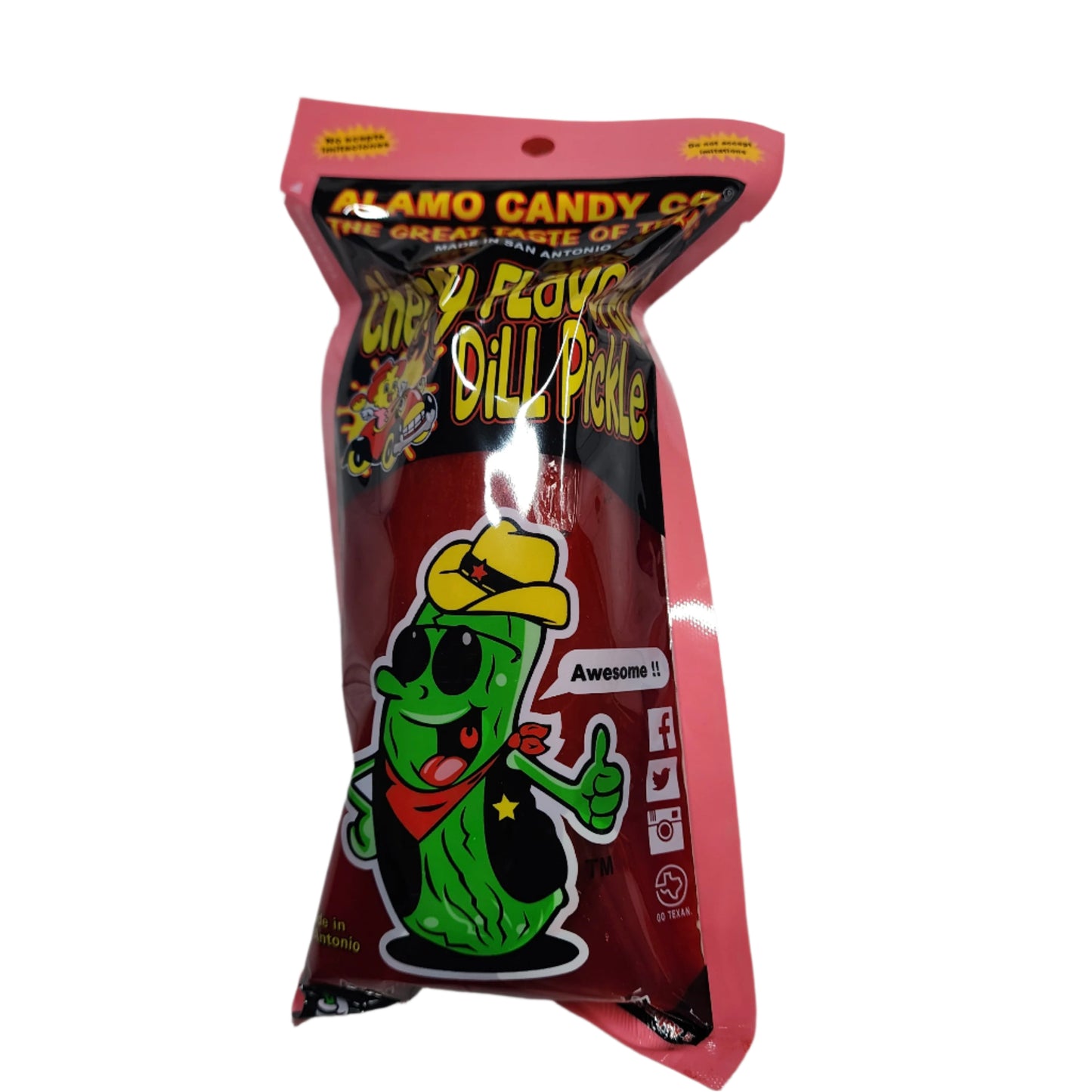 Alamo Candy Flavored Dill Pickles; Chamoy, Cherry, Jalapeno, Plain Dill