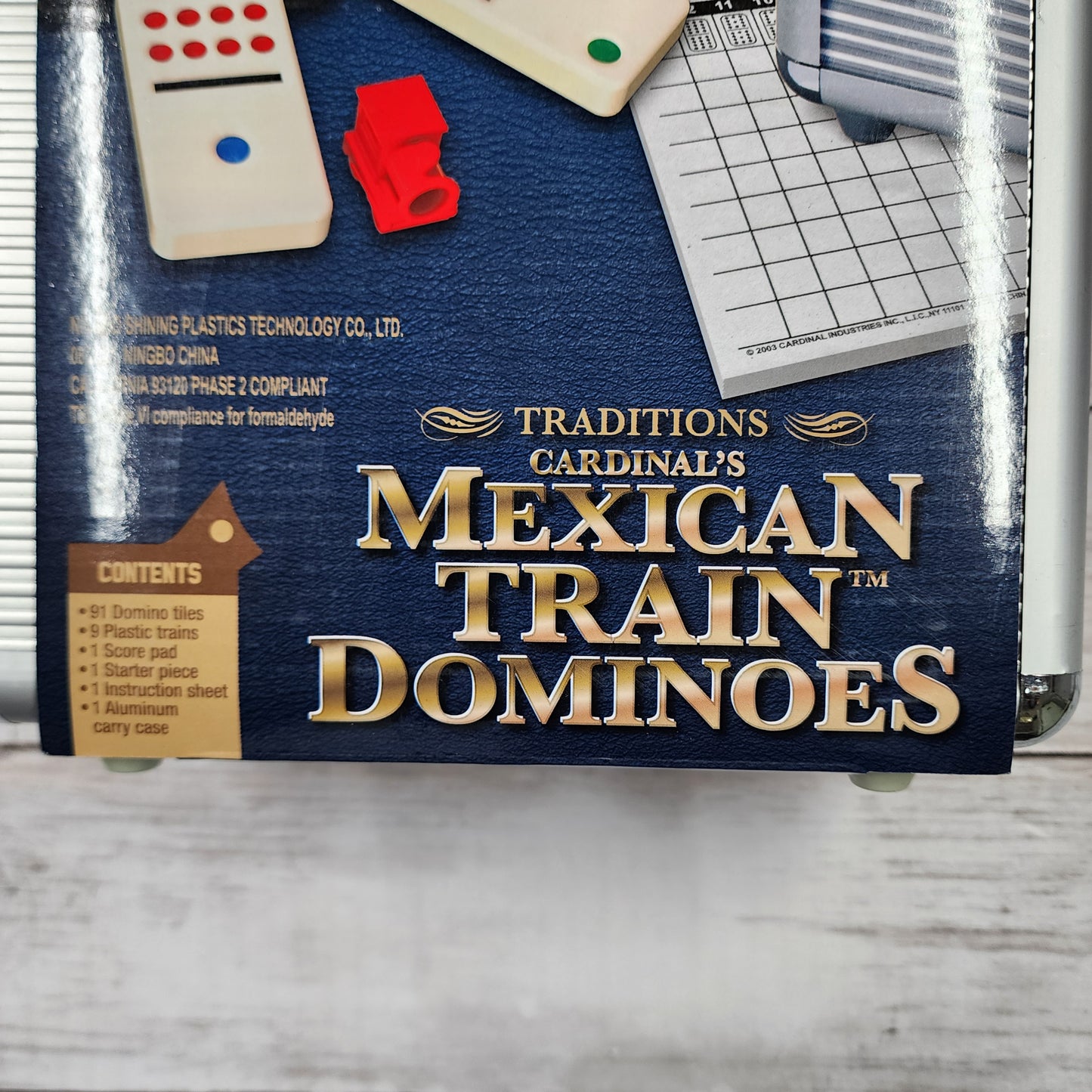 Cardinal’s Mexican Train Dominoes Game Set with Aluminum Case – 91 Tiles, Trains, Score Pad