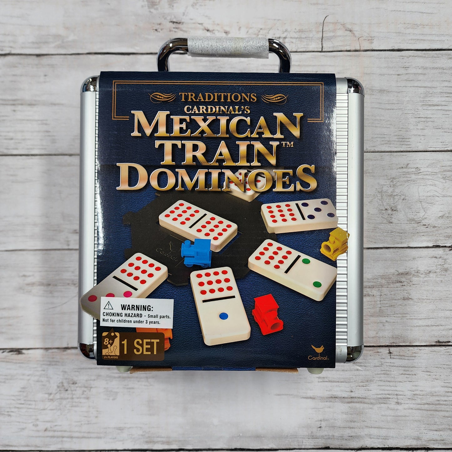 Cardinal’s Mexican Train Dominoes Game Set with Aluminum Case – 91 Tiles, Trains, Score Pad