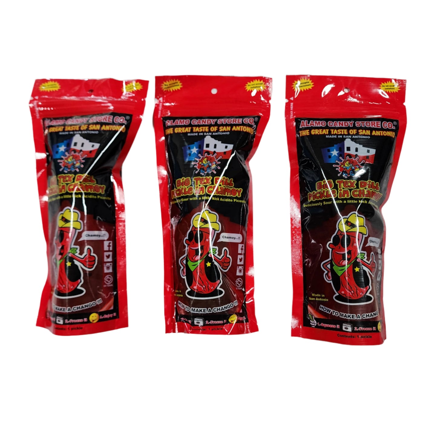 Big Tex Dill Pickle in Chamoy – Alamo Candy Co. | Spicy & Sour Snack Made in San Antonio