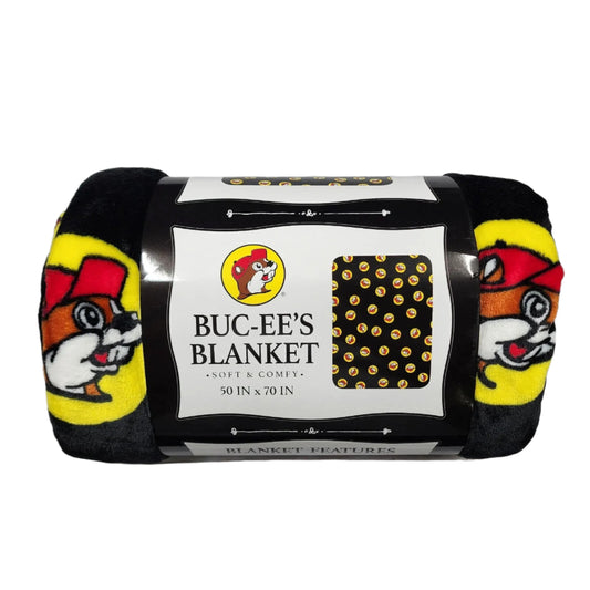 Buc-ee's Blanket Soft & Comfy 50in x 70in Black Yellow Red