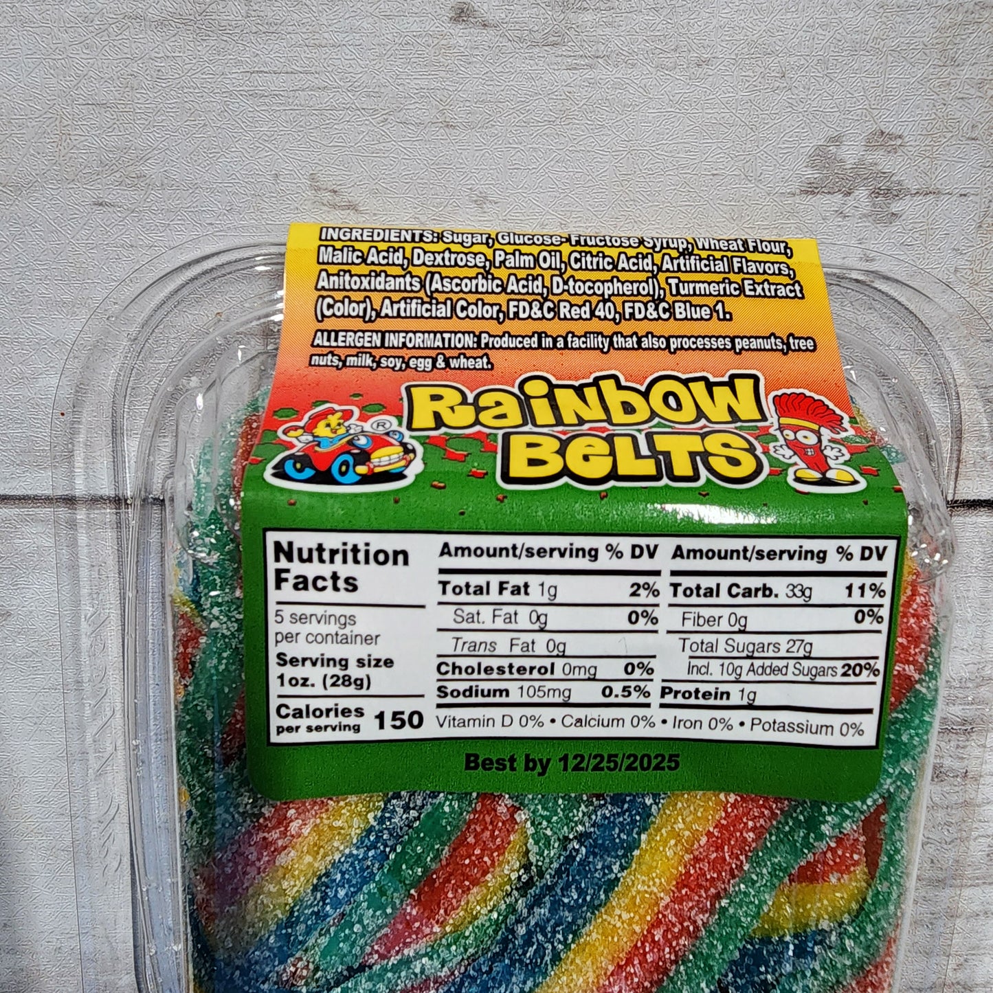 Sour Belts Peelable Rainbow Acribulces 5oz(2 Pack) - Alamo Candy Co