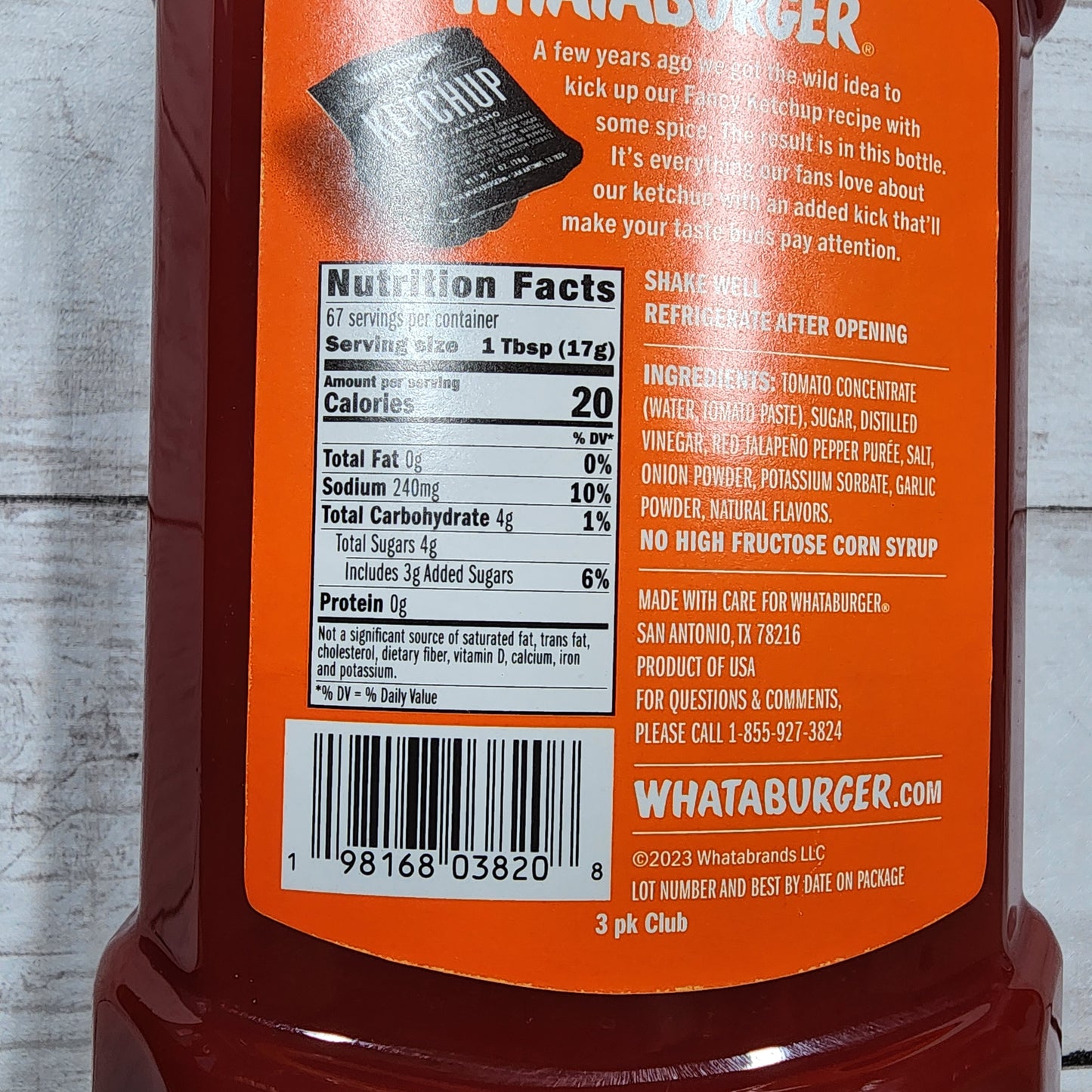 Whataburger Spicy Ketchup 40oz Bottle