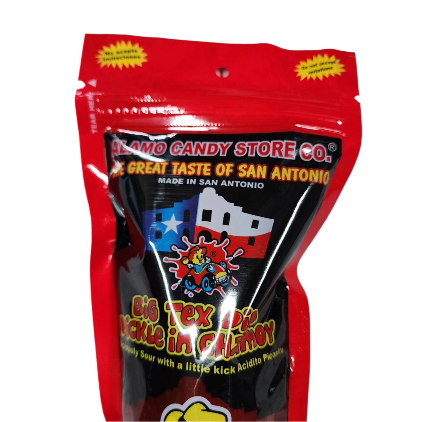 Big Tex Dill Pickle in Chamoy – Alamo Candy Co. | Spicy & Sour Snack Made in San Antonio
