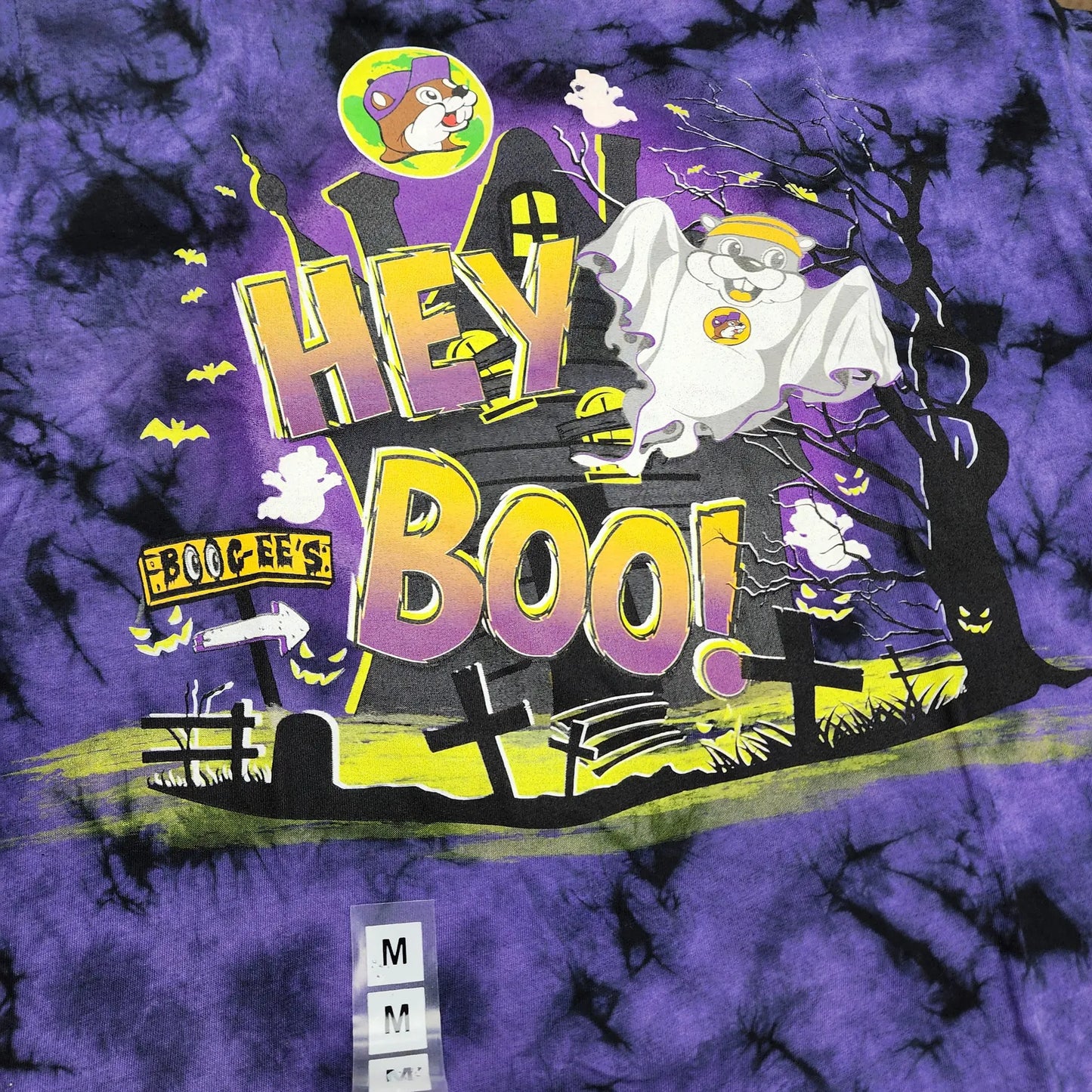 2024 Buc-ees Halloween "Hey Boo!" Glow In The Dark Purple Orange T Shirt