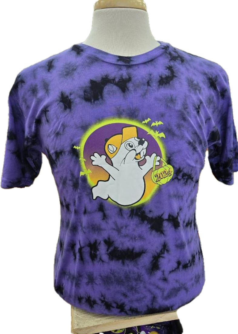 2024 Buc-ees Halloween "Hey Boo!" Glow In The Dark Purple Orange T Shirt