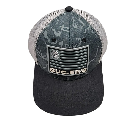 Buc-ees Black Grey Floral Flag Adjustable Snapback Cap